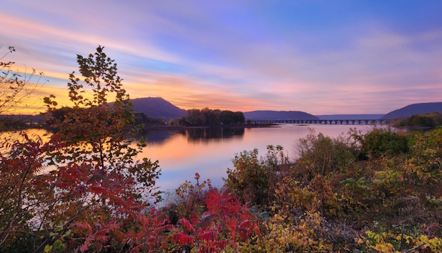 Fall Sunset Rockville Bridge Rockville Bridge Fall Sunset