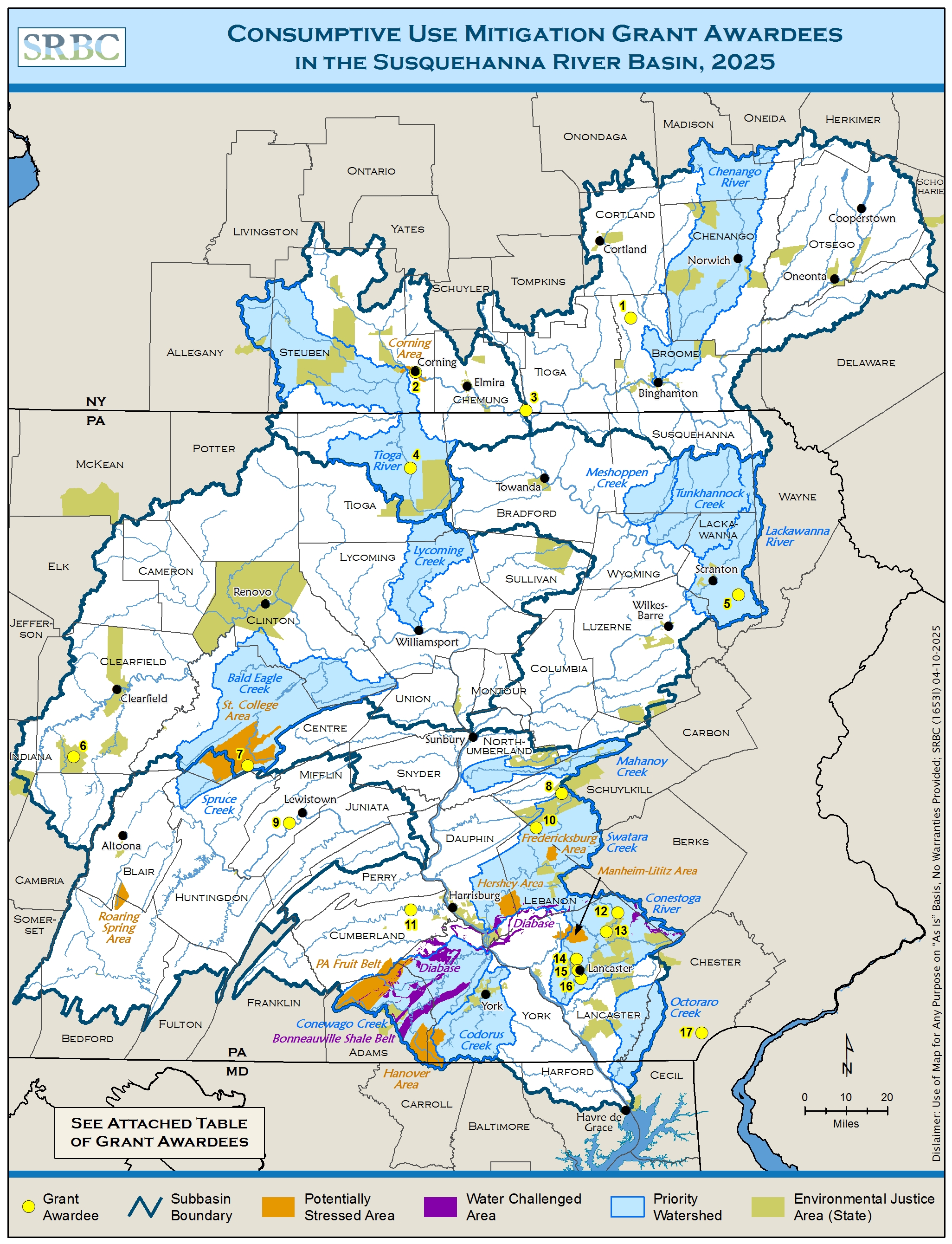 2025 Consumptive Use Mitigtion Grant Awards Map