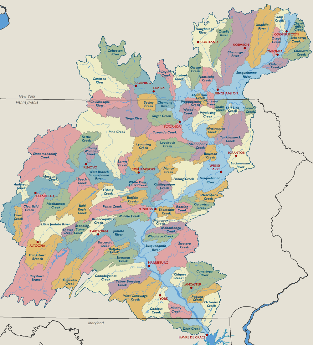 Major Watersheds in the Susquehanna River Basin