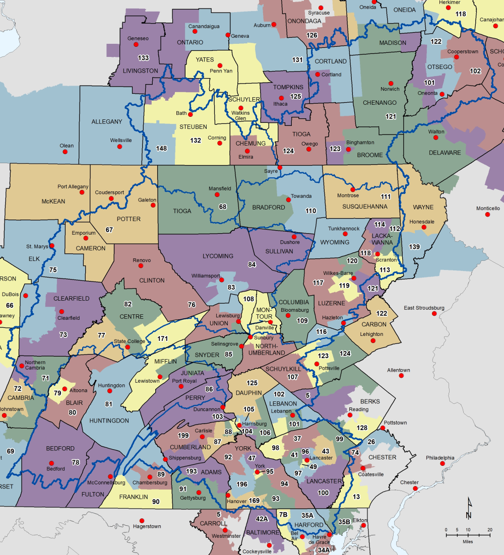 State Representative Districts of the Susquehanna River Basin